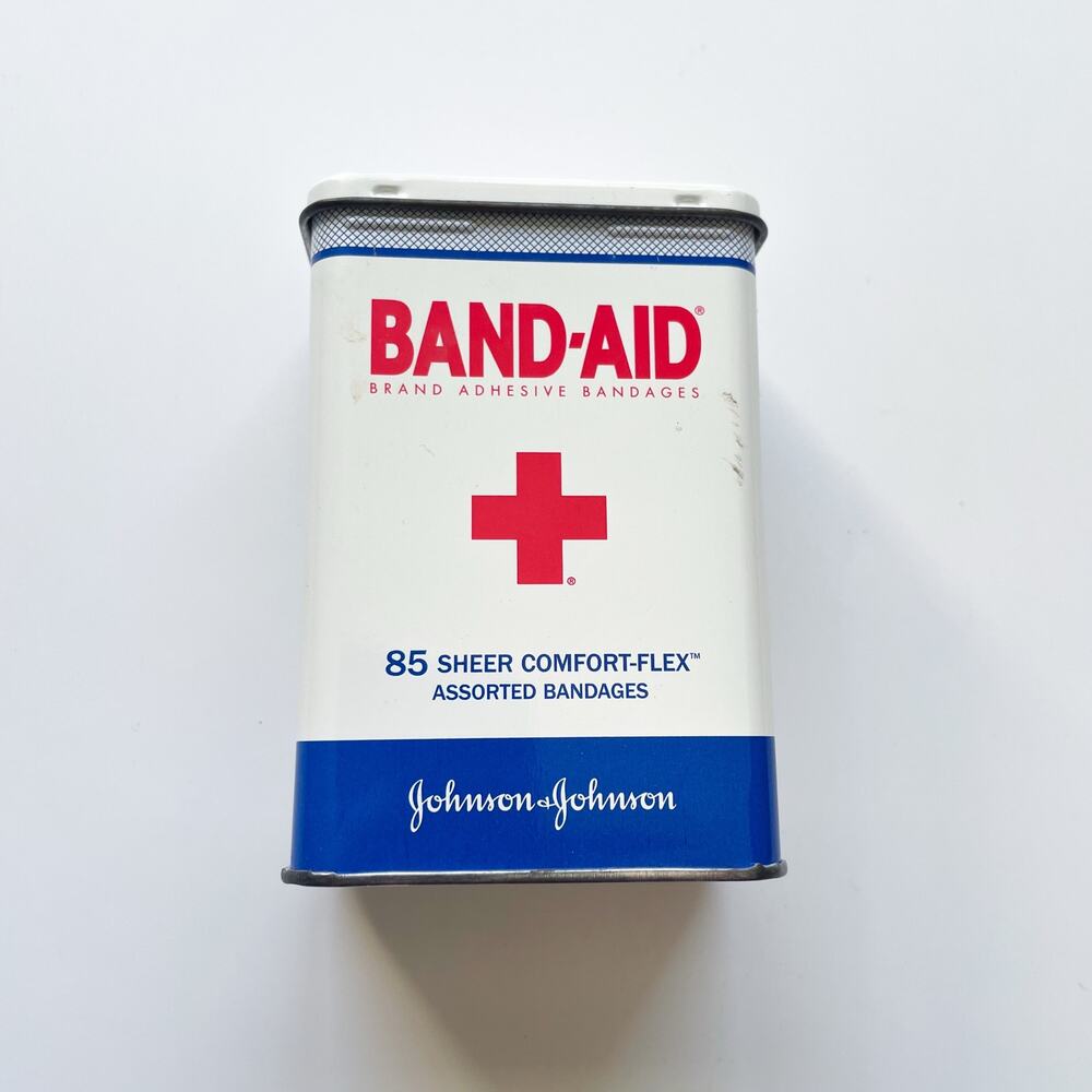 Vintage 2000s Metal Band-Aid Box Empty Johnson & Johnson
